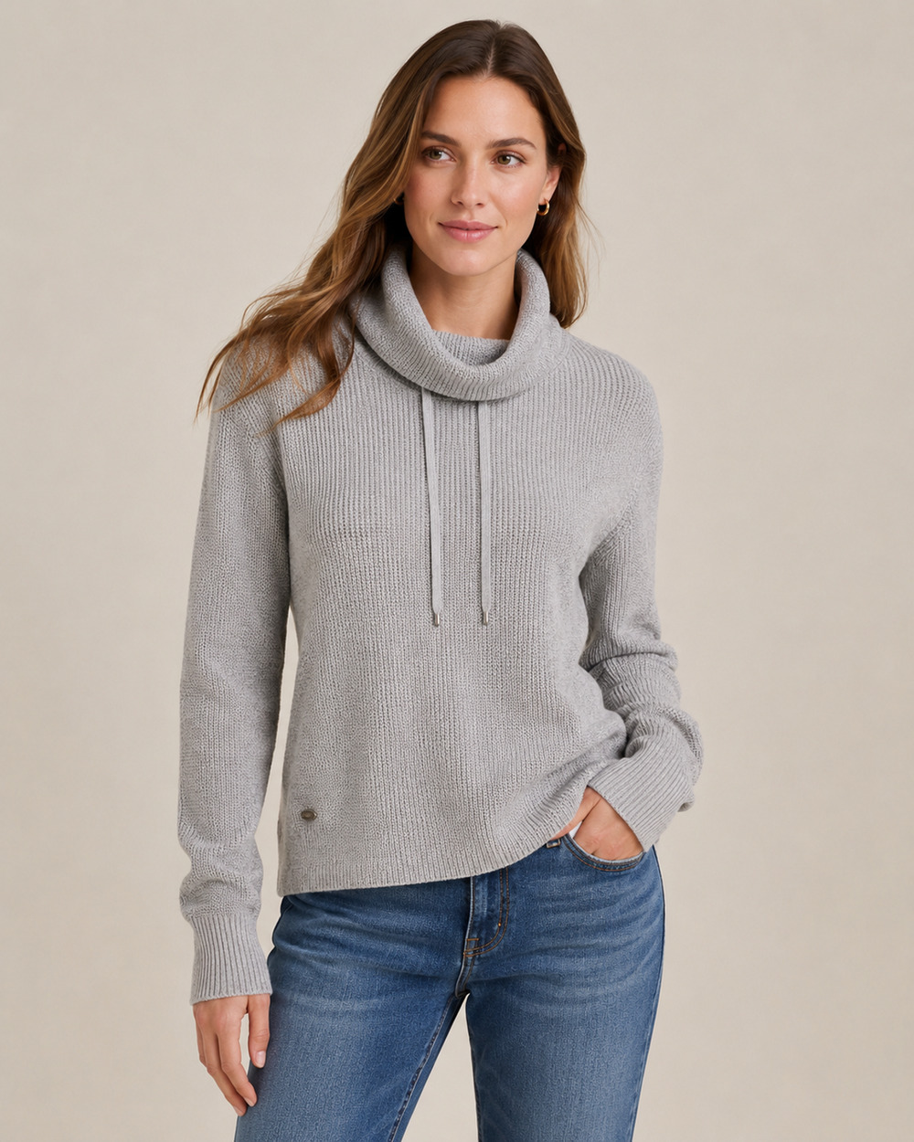 Lauren Ralph Lauren Womens XL Waffle Knit Cowl Cotton Pullover Sweater